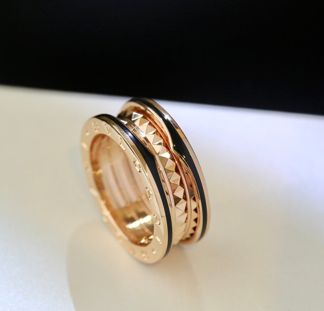 [⭐Spark]ZERO 1 PINK GOLD BLACK CERAMIC RING