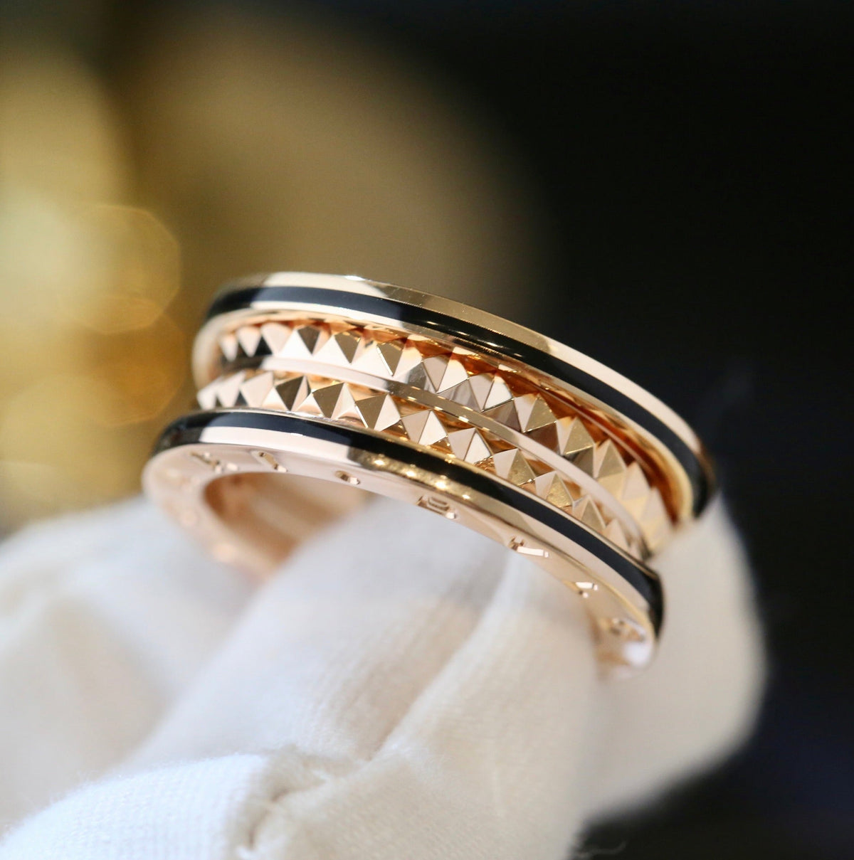 [⭐Spark]ZERO 1 PINK GOLD BLACK CERAMIC RING