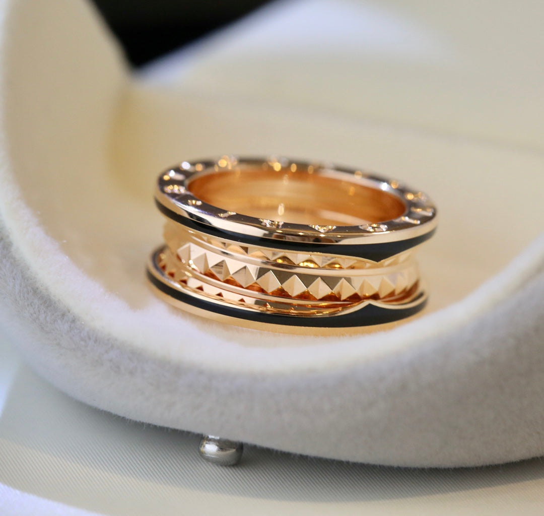 [⭐Spark]ZERO 1 PINK GOLD BLACK CERAMIC RING