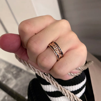 [⭐Spark]ZERO 1 PINK GOLD BLACK CERAMIC RING