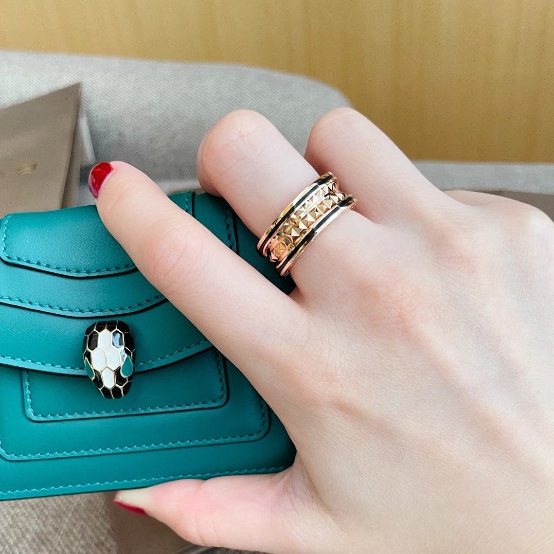 [⭐Spark]ZERO 1 PINK GOLD BLACK CERAMIC RING