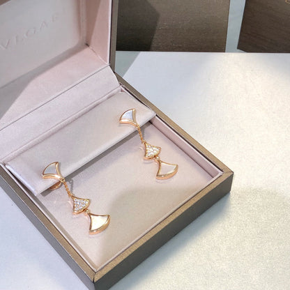 [⭐Spark]DREAM EARRINGS 3 MOTIFS DIAMOND MOP PINK GOLD