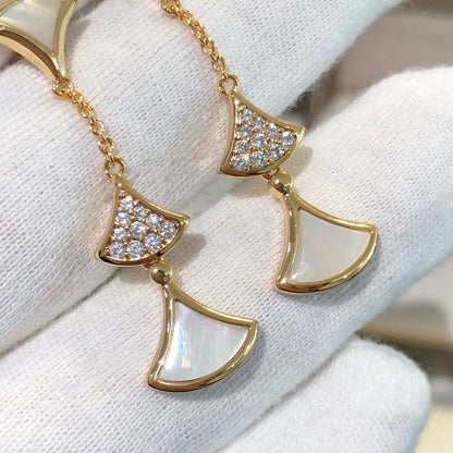 [⭐Spark]DREAM EARRINGS 3 MOTIFS DIAMOND MOP PINK GOLD