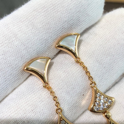[⭐Spark]DREAM EARRINGS 3 MOTIFS DIAMOND MOP PINK GOLD
