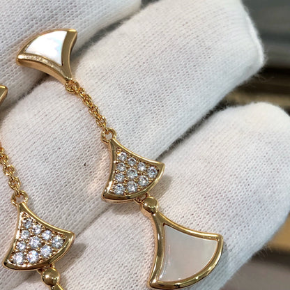 [⭐Spark]DREAM EARRINGS 3 MOTIFS DIAMOND MOP PINK GOLD