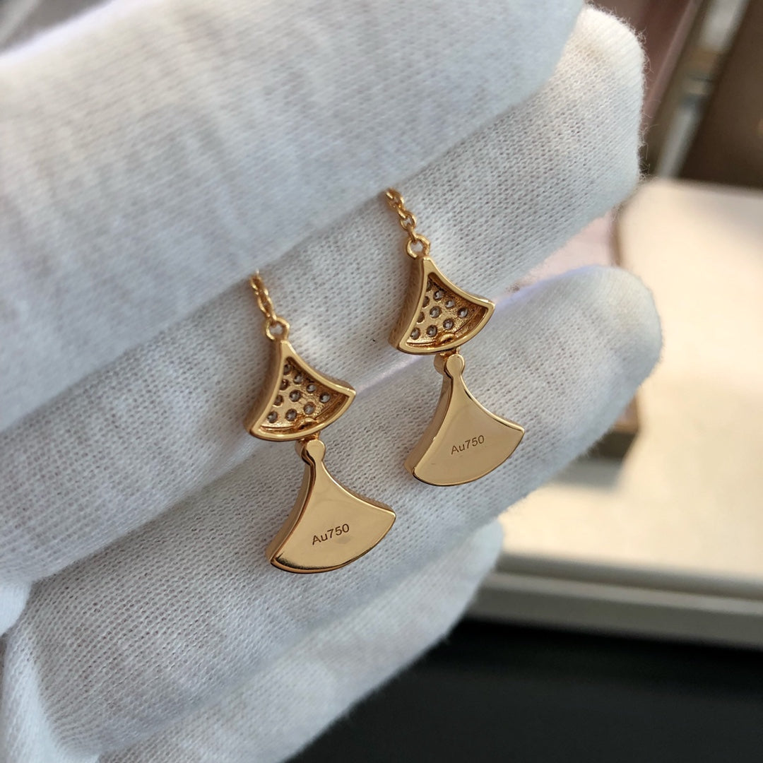 [⭐Spark]DREAM EARRINGS 3 MOTIFS DIAMOND MOP PINK GOLD