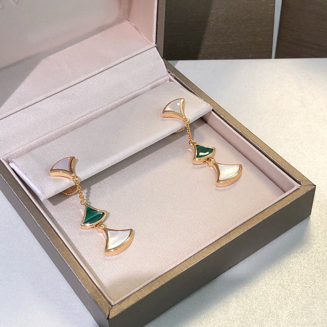 [⭐Spark]DREAM EARRINGS 3 MOTIFS MALACHITE MOP PINK GOLD