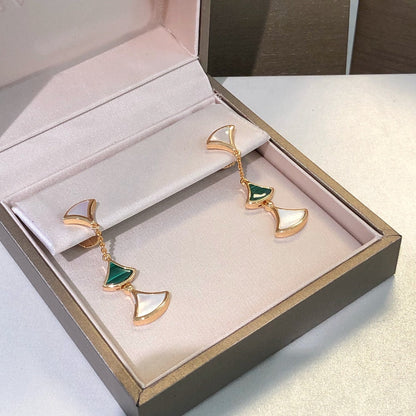 [⭐Spark]DREAM EARRINGS 3 MOTIFS MALACHITE MOP PINK GOLD