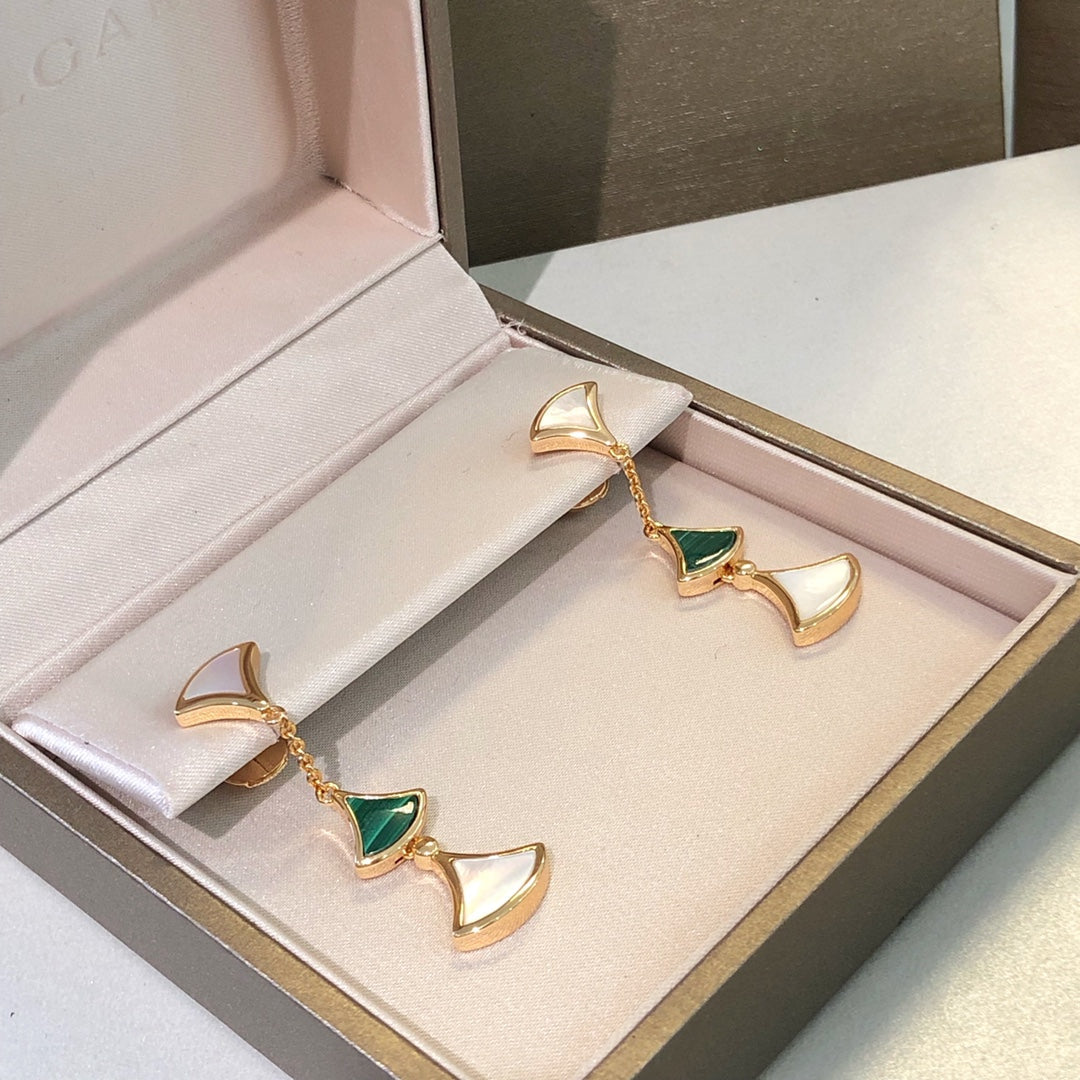 [⭐Spark]DREAM EARRINGS 3 MOTIFS MALACHITE MOP PINK GOLD