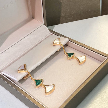 [⭐Spark]DREAM EARRINGS 3 MOTIFS MALACHITE MOP PINK GOLD