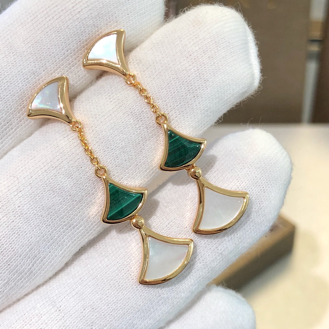 [⭐Spark]DREAM EARRINGS 3 MOTIFS MALACHITE MOP PINK GOLD