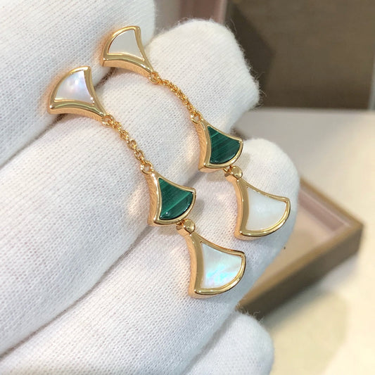 [⭐Spark]DREAM EARRINGS 3 MOTIFS MALACHITE MOP PINK GOLD