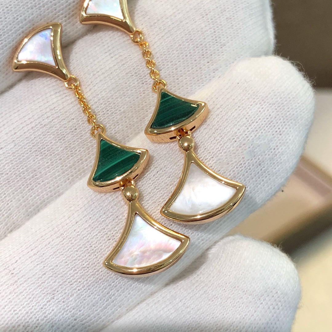 [⭐Spark]DREAM EARRINGS 3 MOTIFS MALACHITE MOP PINK GOLD