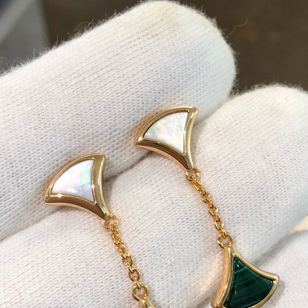 [⭐Spark]DREAM EARRINGS 3 MOTIFS MALACHITE MOP PINK GOLD