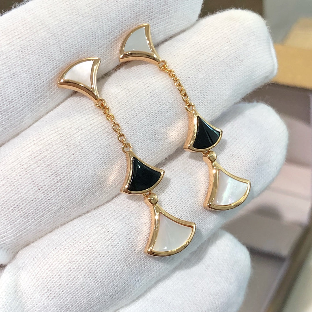 [⭐Spark]DREAM EARRINGS 3 MOTIFS ONYX MOP PINK GOLD