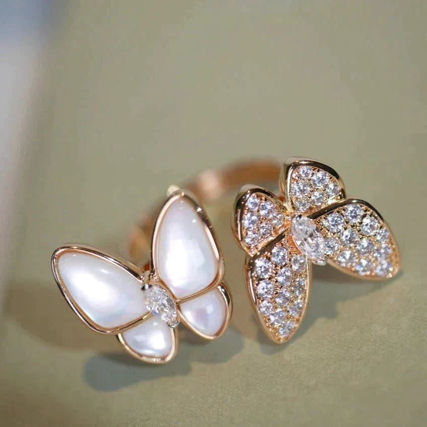 [⭐Spark]TWIN BUTTERFLY DIAMOND MOP RING