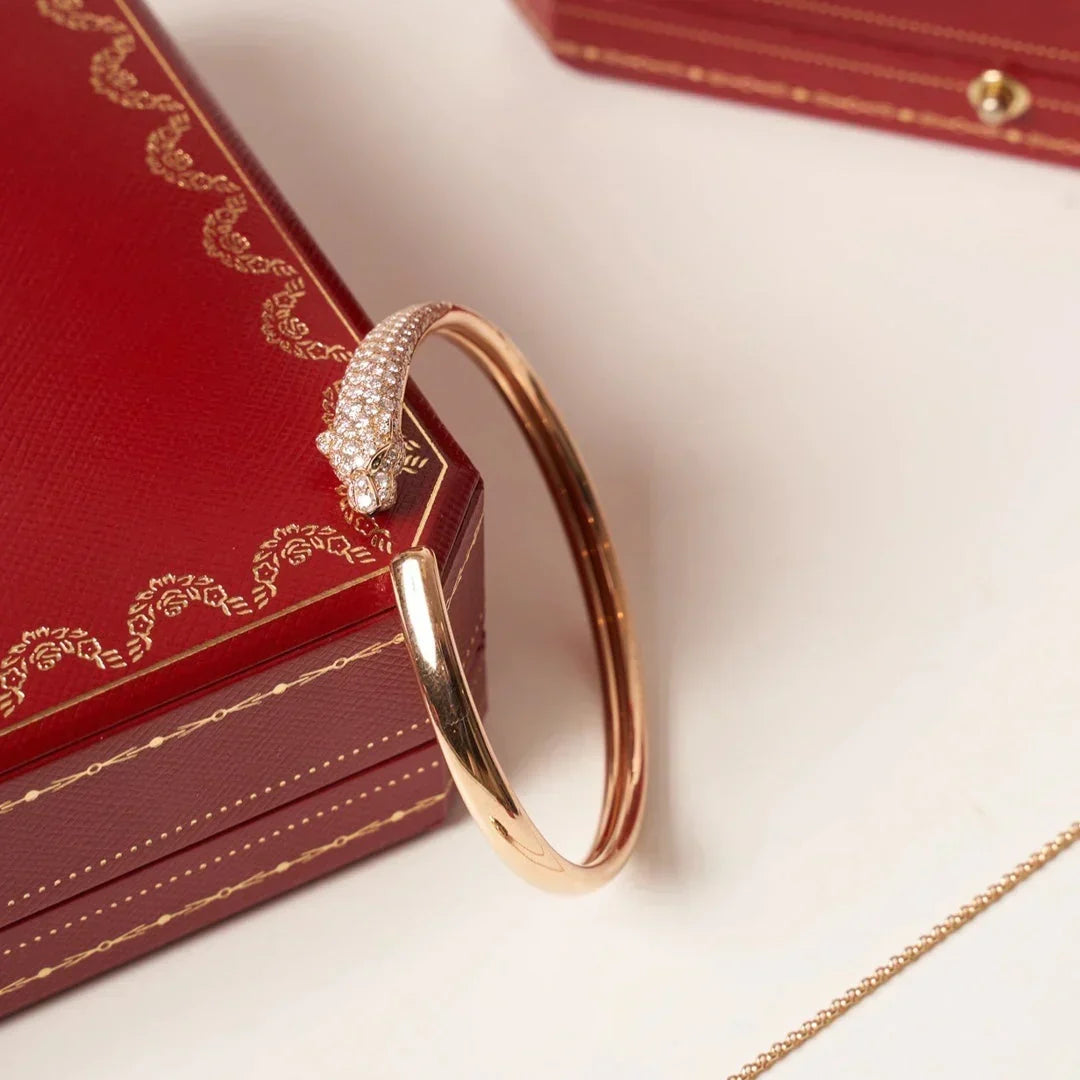 [⭐Spark]PANTHERE HALF DIAMOND OPEN BRACELET