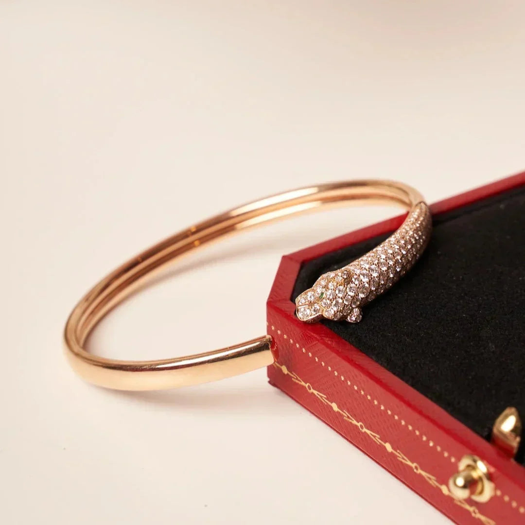 [⭐Spark]PANTHERE HALF DIAMOND OPEN BRACELET