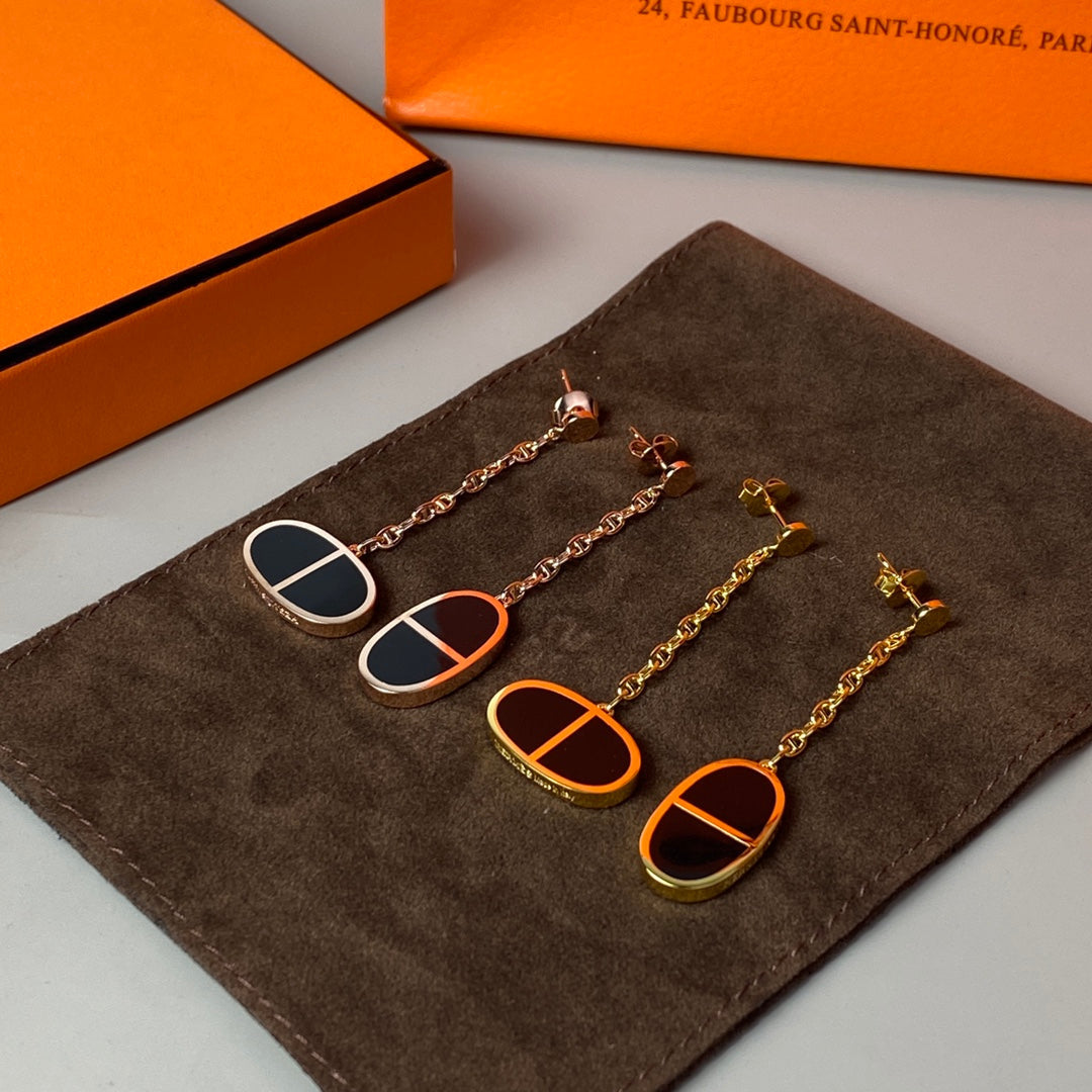 [⭐Spark]CHAINE VERSO BLACK CERAMIC EARRINGS