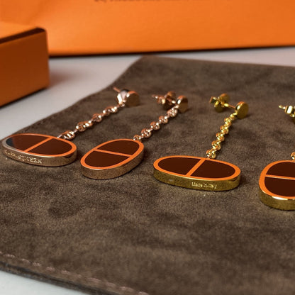 [⭐Spark]CHAINE VERSO BLACK CERAMIC EARRINGS