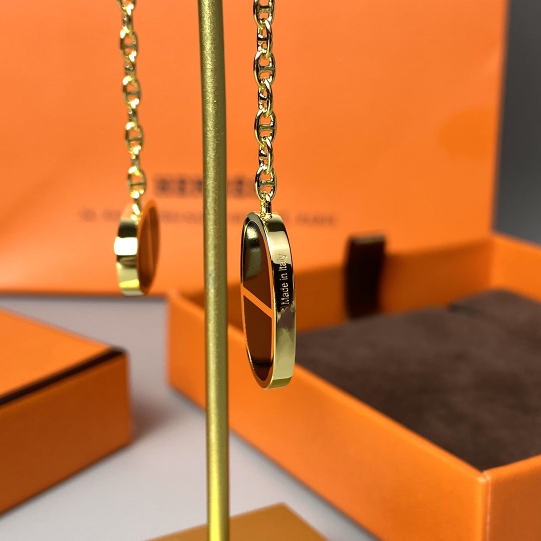 [⭐Spark]CHAINE VERSO BLACK CERAMIC EARRINGS
