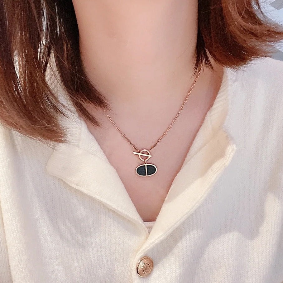 [⭐Spark]CHAINE VERSO BLACK CERAMIC NECKLACE