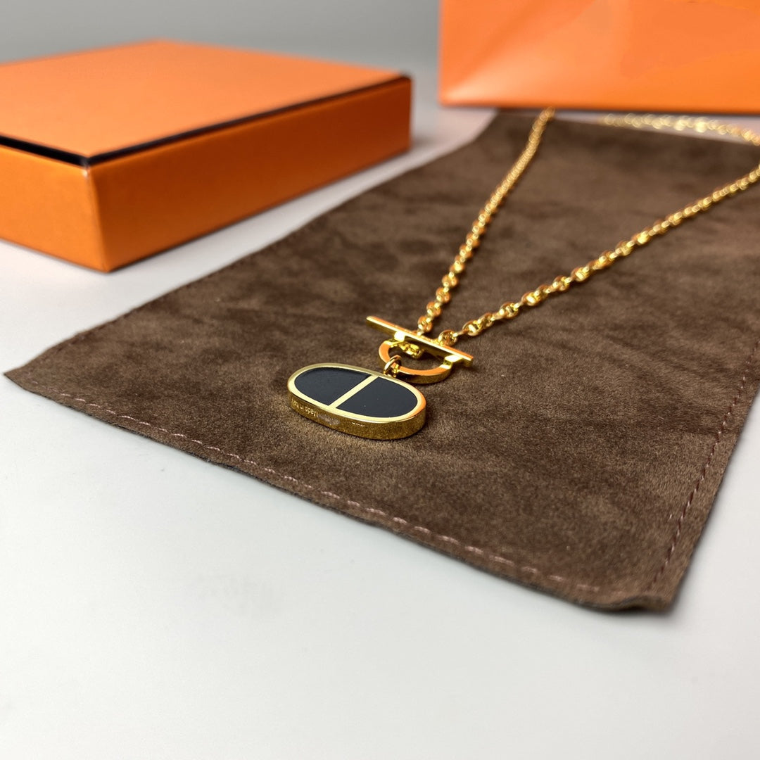 [⭐Spark]CHAINE VERSO BLACK CERAMIC NECKLACE