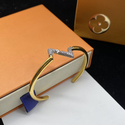 [⭐Spark]VOLTE UPSITE DOWN DIAMOND GOLD OPEN BRACELET