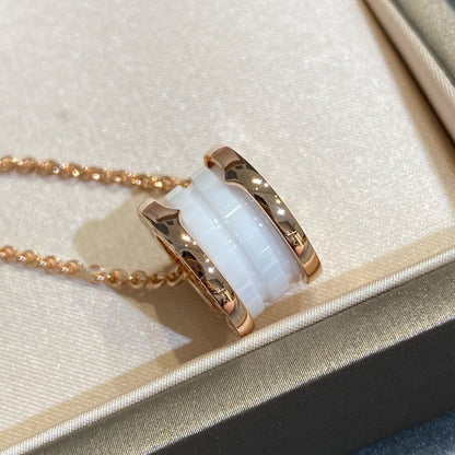 [⭐Spark]ZERO 1 WHITE CERAMIC PINK GOLD NECKLACE