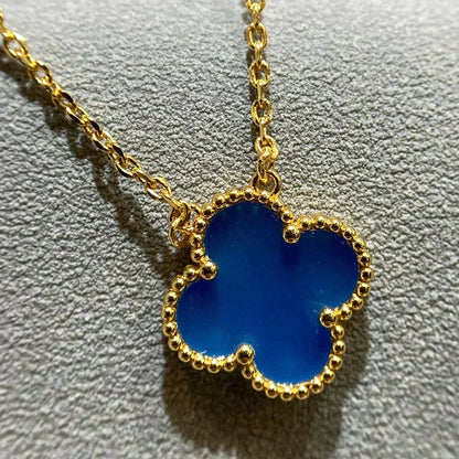 [⭐Spark]CLOVER 15MM BLUE AGATE NECKLACE