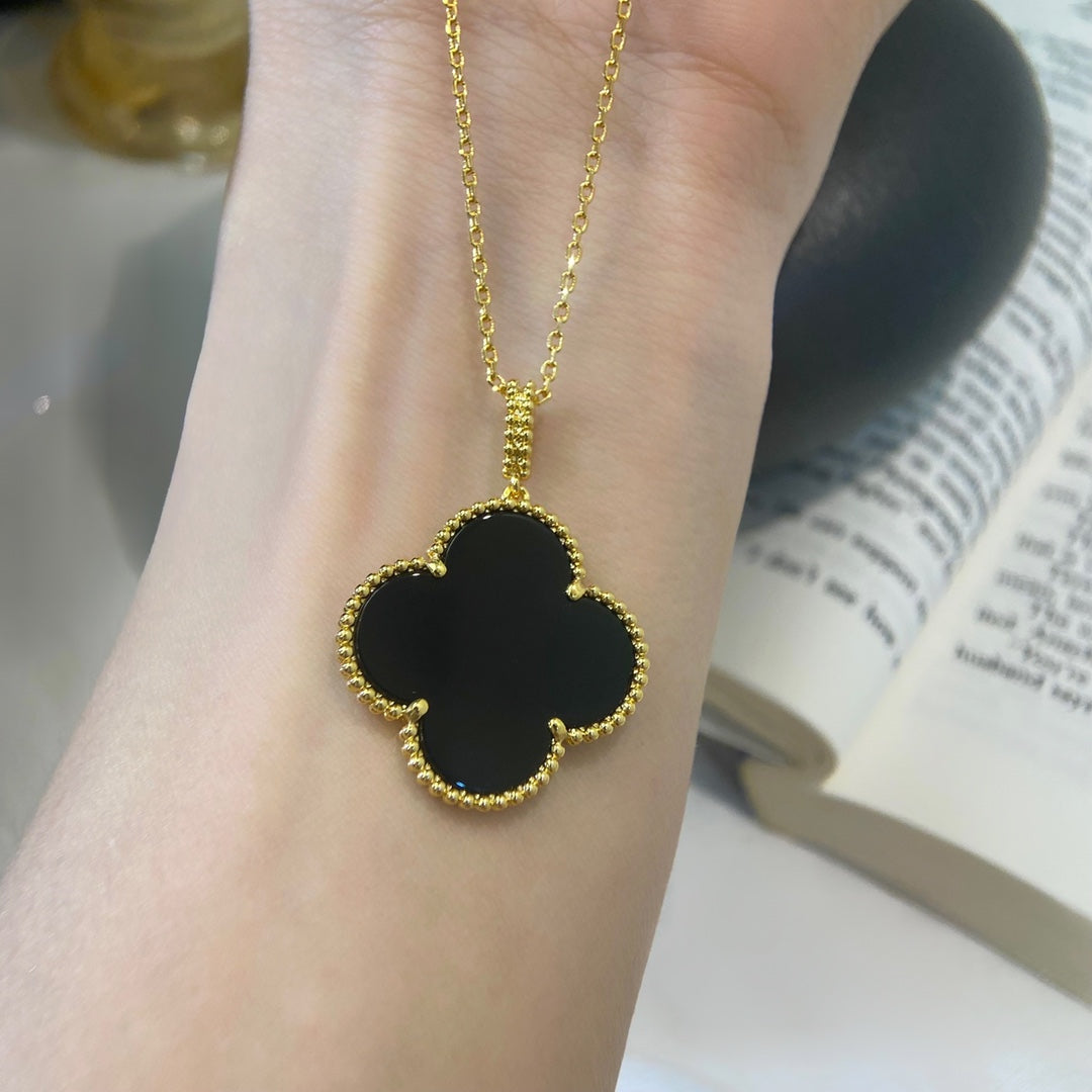 [⭐Spark]CLOVER 25MM NECKLACE GOLD ONYX