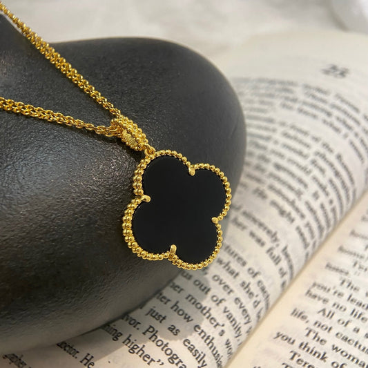[⭐Spark]CLOVER 25MM NECKLACE GOLD ONYX