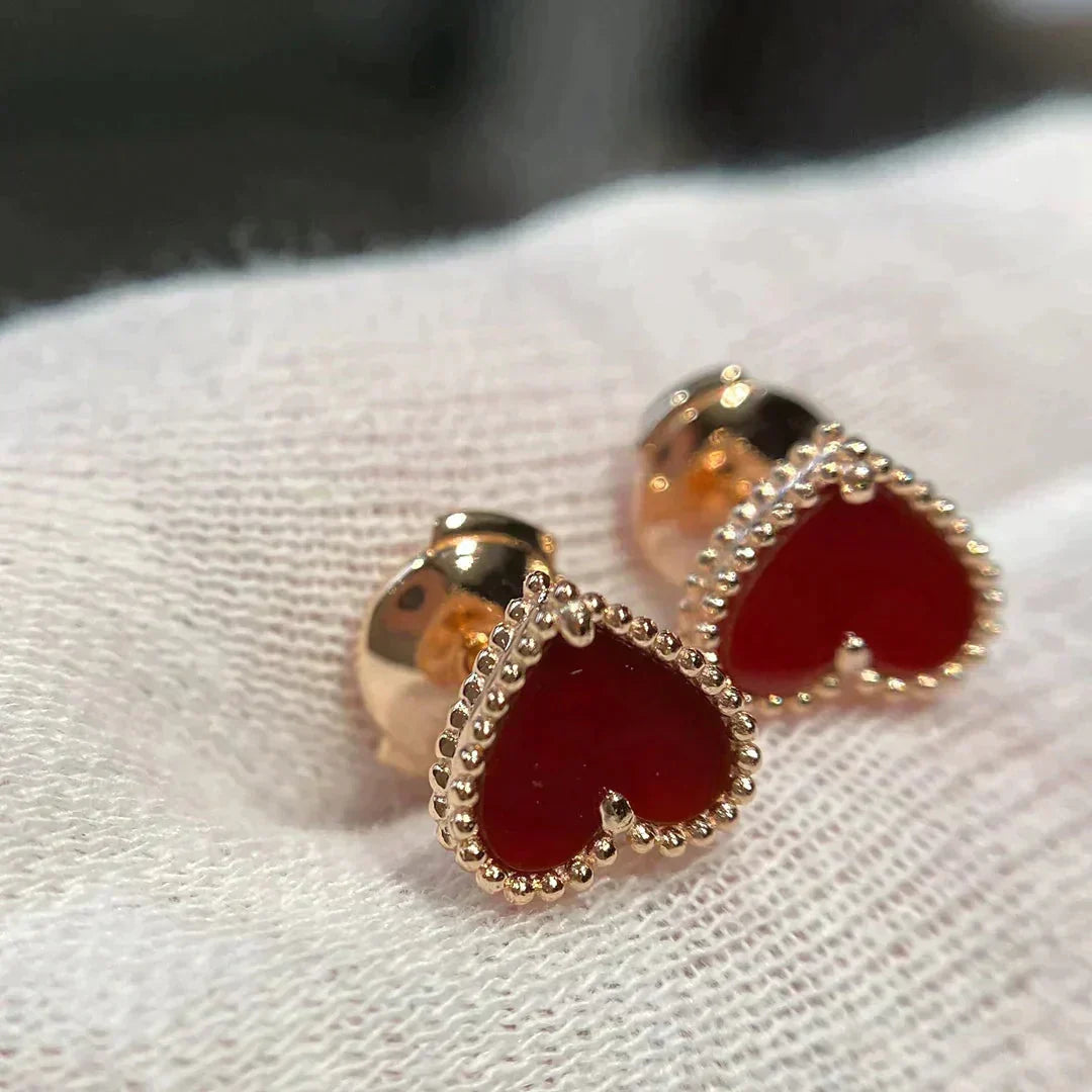 [⭐Spark]HEART CARNELIAN STUD EARRINGS