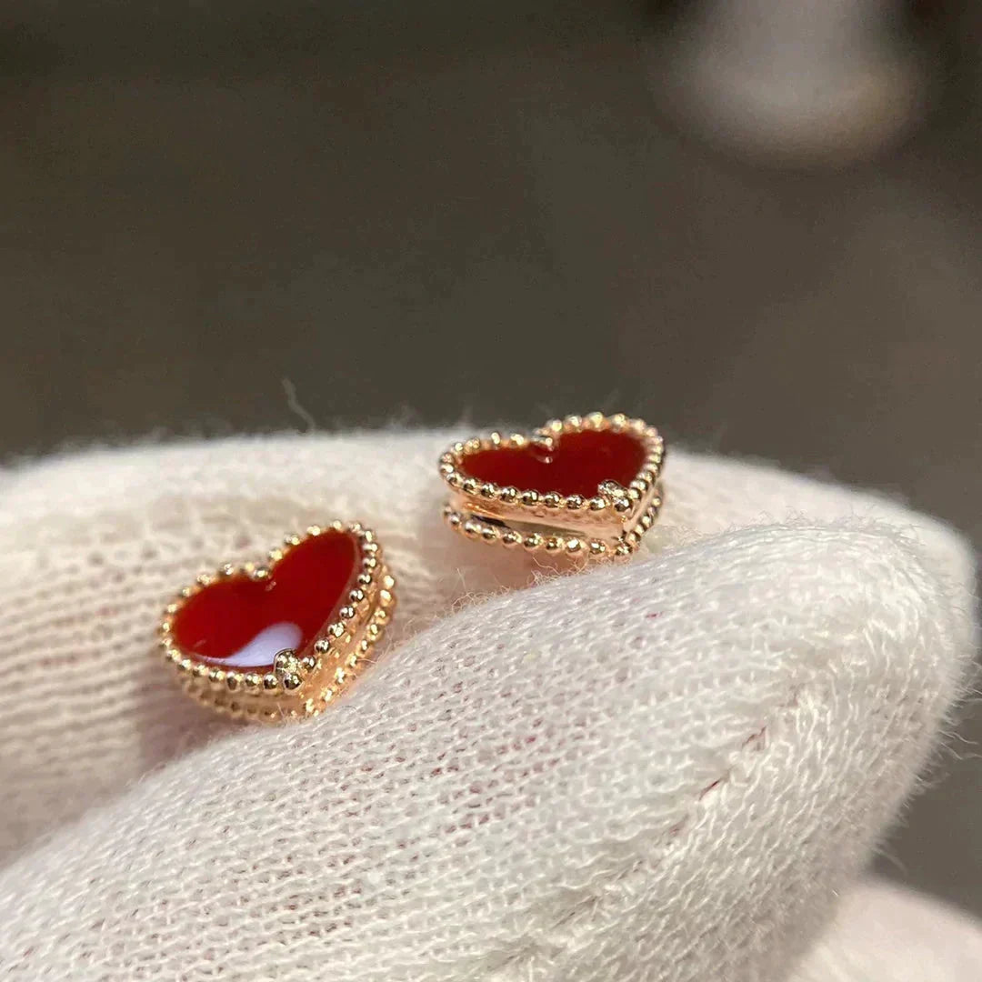[⭐Spark]HEART CARNELIAN STUD EARRINGS