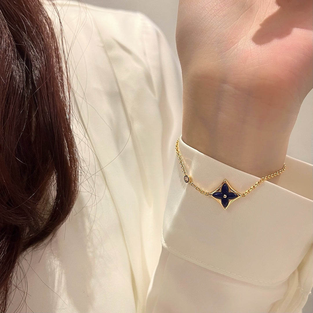 [⭐Spark]COLOR STAR PINK GOLD DIAMOND BRACELET