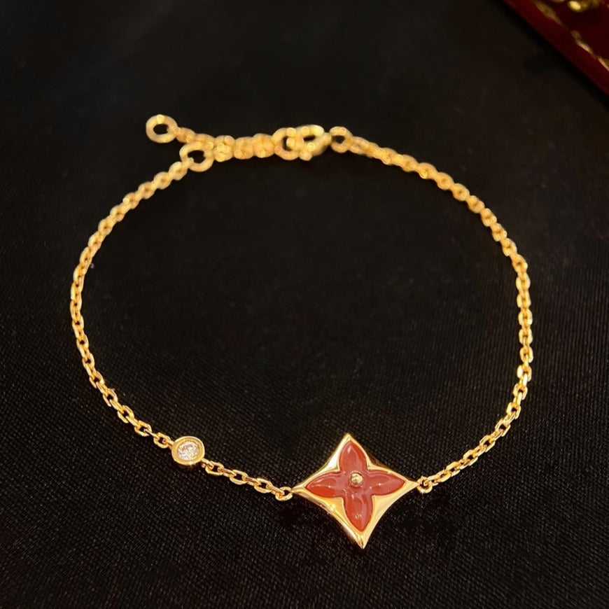 [⭐Spark]COLOR STAR CARNELIAN PINK GOLD DIAMOND BRACELET