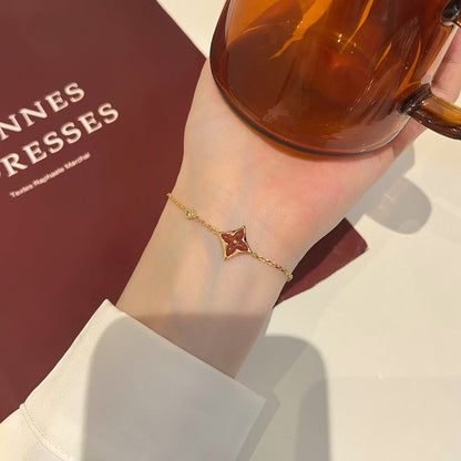 [⭐Spark]COLOR STAR CARNELIAN PINK GOLD DIAMOND BRACELET
