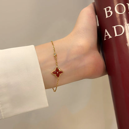 [⭐Spark]COLOR STAR CARNELIAN PINK GOLD DIAMOND BRACELET