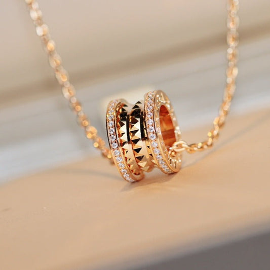 [⭐Spark]ZERO 1 ROCK PEDANT PINK GOLD NECKLACE