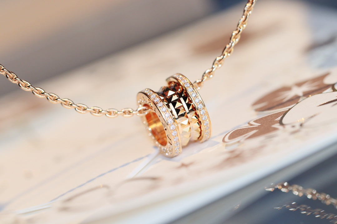 [⭐Spark]ZERO 1 ROCK PEDANT PINK GOLD NECKLACE
