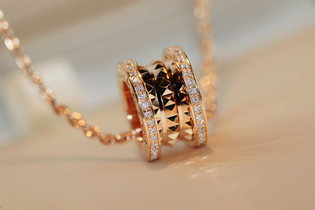 [⭐Spark]ZERO 1 ROCK PEDANT PINK GOLD NECKLACE
