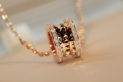 [⭐Spark]ZERO 1 ROCK PEDANT PINK GOLD NECKLACE