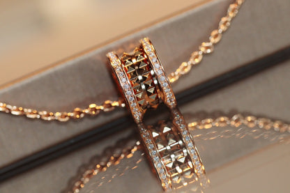 [⭐Spark]ZERO 1 ROCK PEDANT PINK GOLD NECKLACE