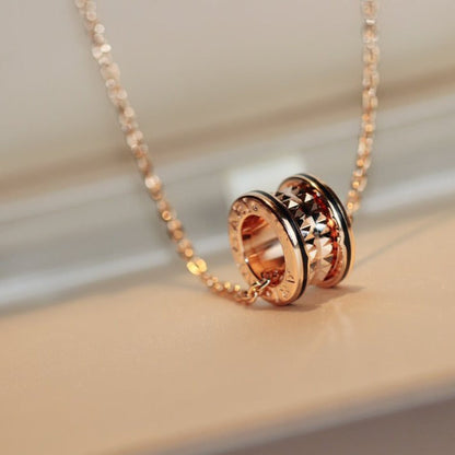 [⭐Spark]ZERO 1 ROCK PEDANT PINK GOLD BLACK NECKLACE