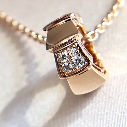 [⭐Spark]SERPENTI PEDANT DIAMOND PINK GOLD NECKLACE