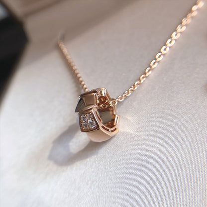 [⭐Spark]SERPENTI PEDANT DIAMOND PINK GOLD NECKLACE