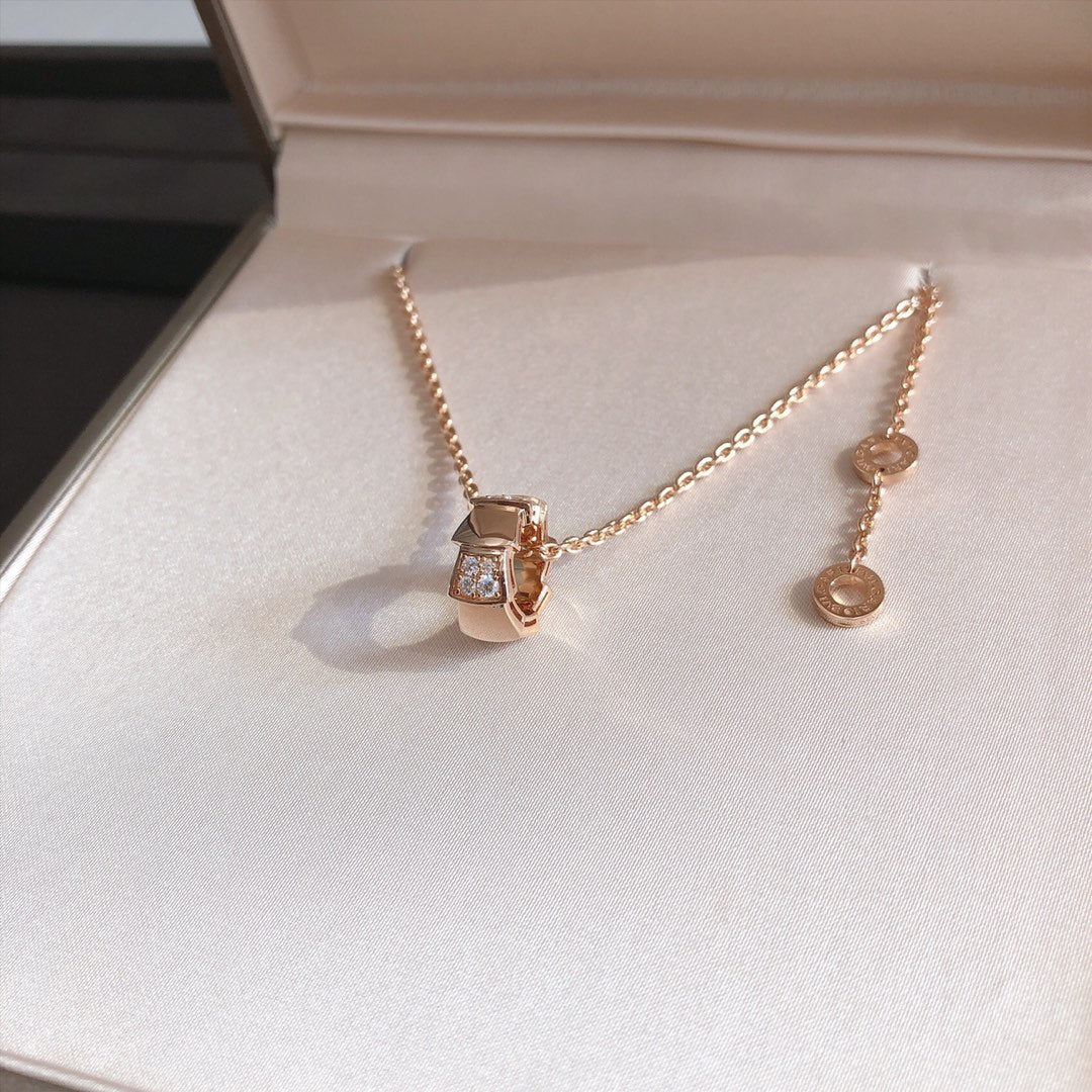 [⭐Spark]SERPENTI PEDANT DIAMOND PINK GOLD NECKLACE