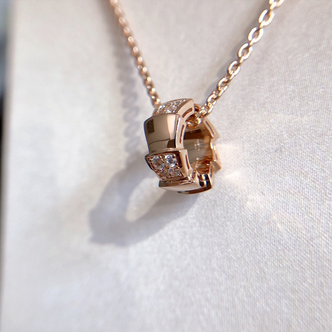 [⭐Spark]SERPENTI PEDANT DIAMOND PINK GOLD NECKLACE