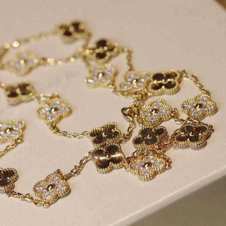 [⭐Spark]CLOVER 20 MOTIFS LASER DIAMOND NECKLACE