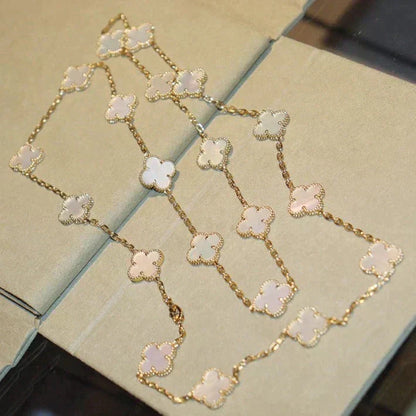 [⭐Spark]CLOVER 20 MOTIFS WHITE MOP NECKLACE
